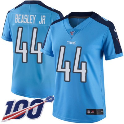 Nike Tennessee Titans #44 Vic Beasley Jr Light Blue Women's Stitched NFL Limited Rush 100th Season Jersey